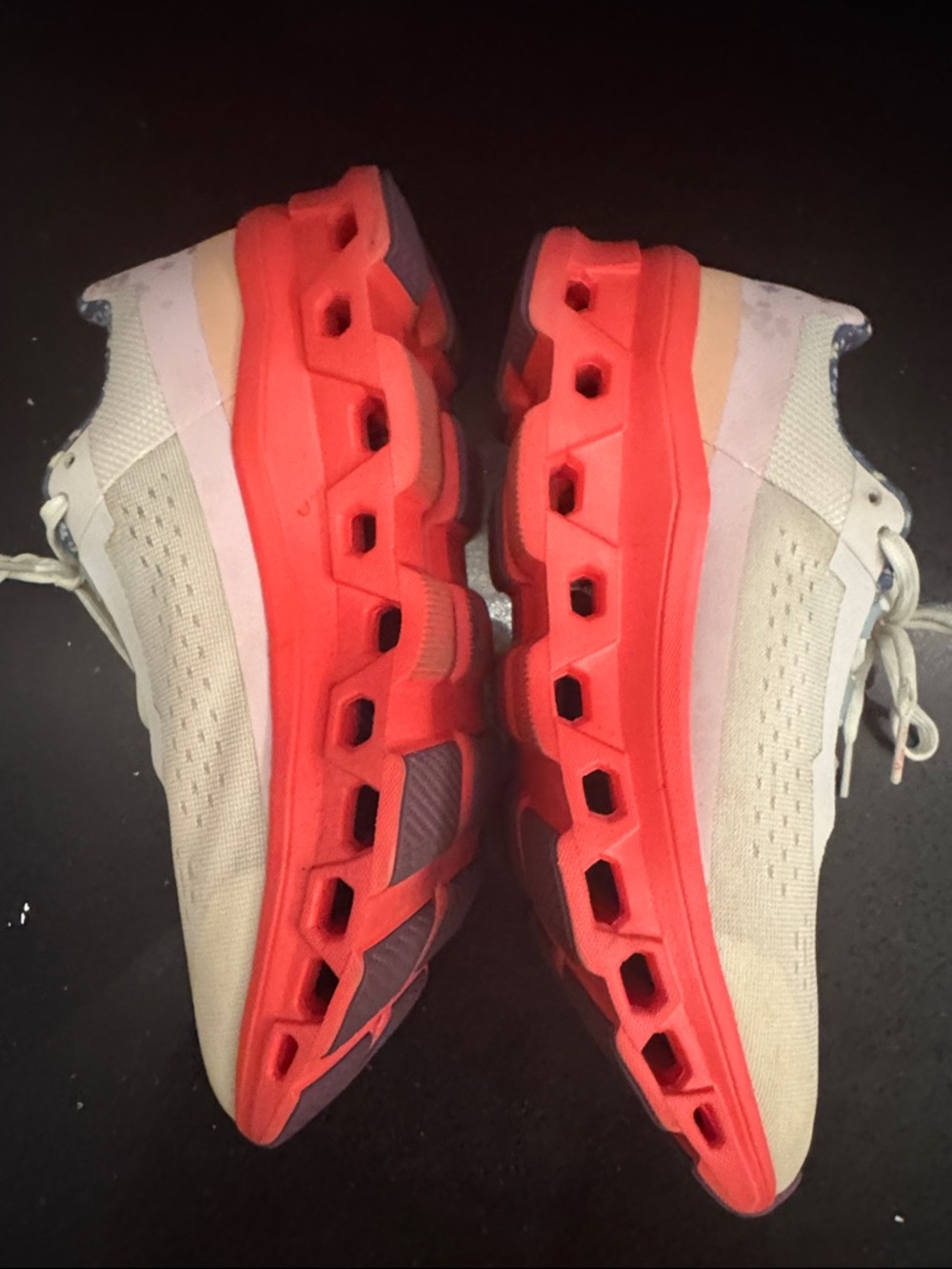On Cloudmonster Running Shoes in Beige/pink and Coral FREE PEOPLE EXCLUSIVE - Picture 4 of 7